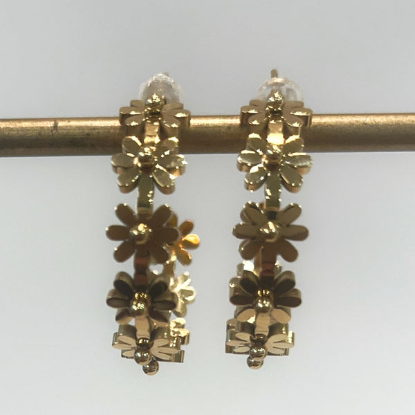 Earrings - Belle Flower Hoops