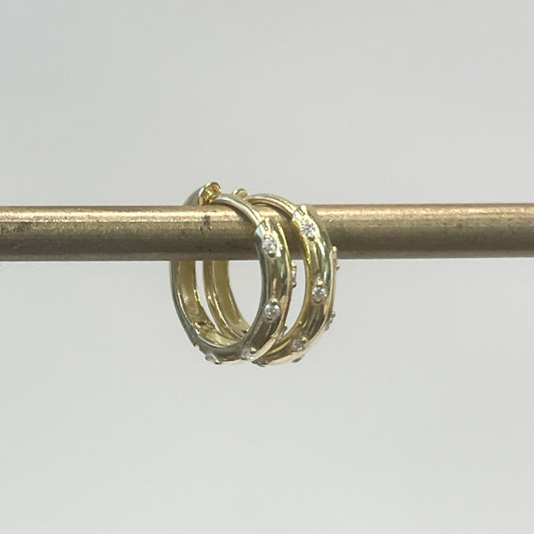 Earrings - Small CZ Inlaid Hoops