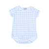 Baby Checks Short Sleeve Lap Bodysuit  in Blue