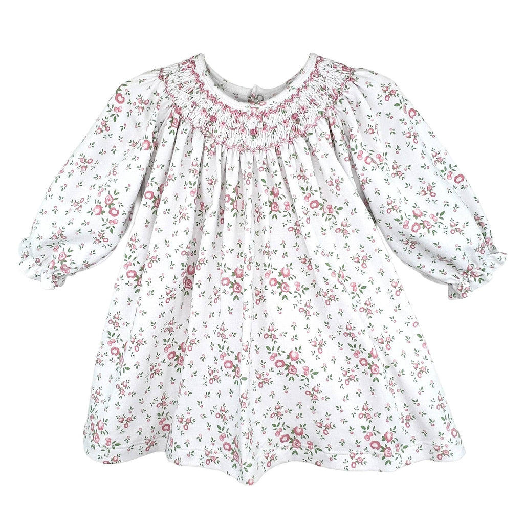 Floral Print Bishop Smocked Dress