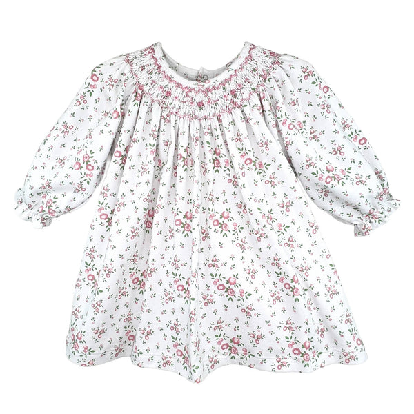 Floral Print Bishop Smocked Dress