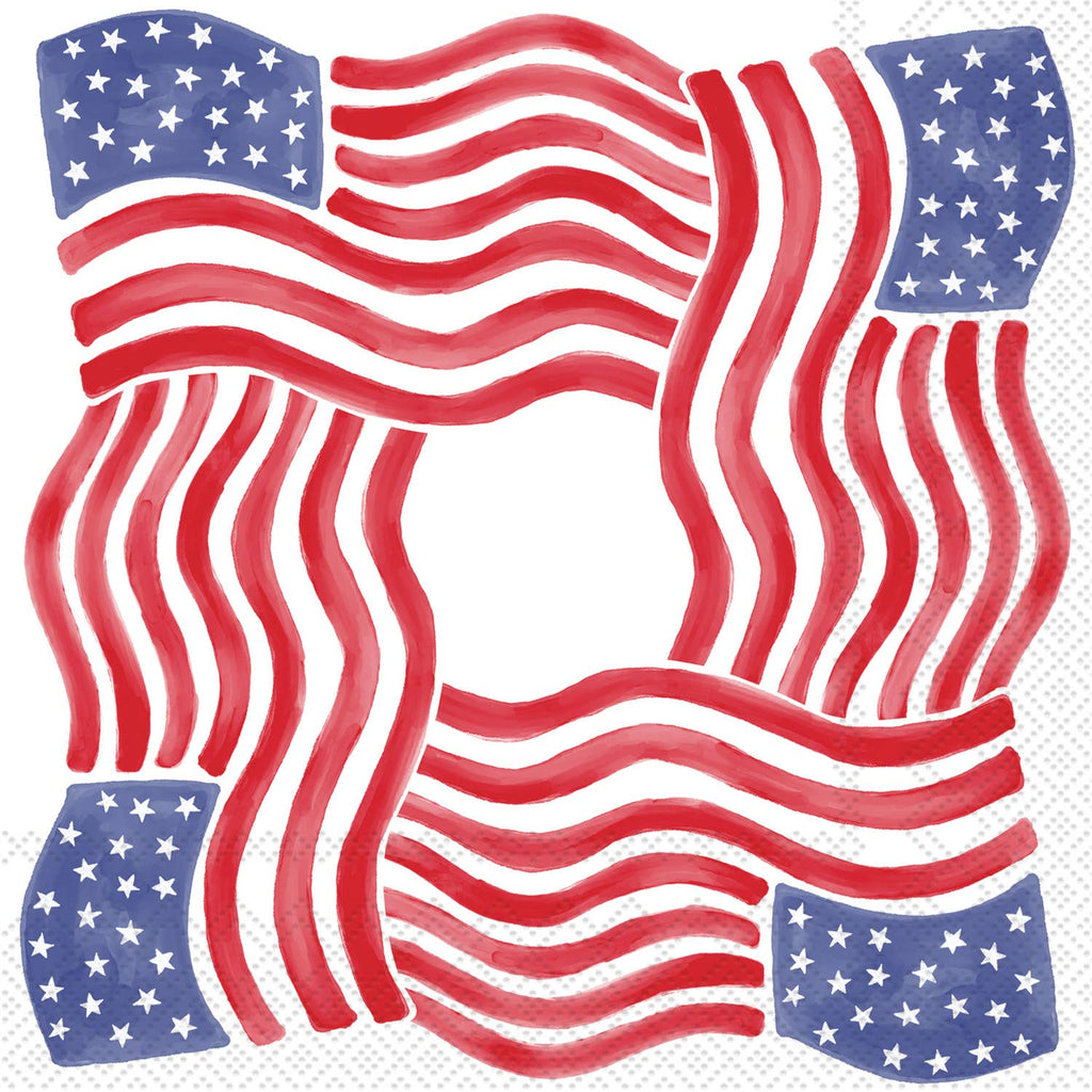 Beverage Napkins - Stars & Stripes Square