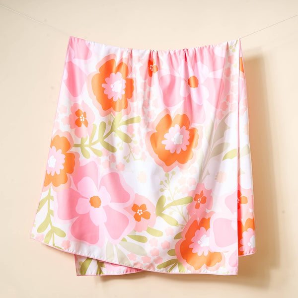 Towel - XL Quick-Dry Beach Towel-Beyond Blooms Pink Orange
