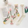 Rufia Mesh Tulip Patterned Socks for Women