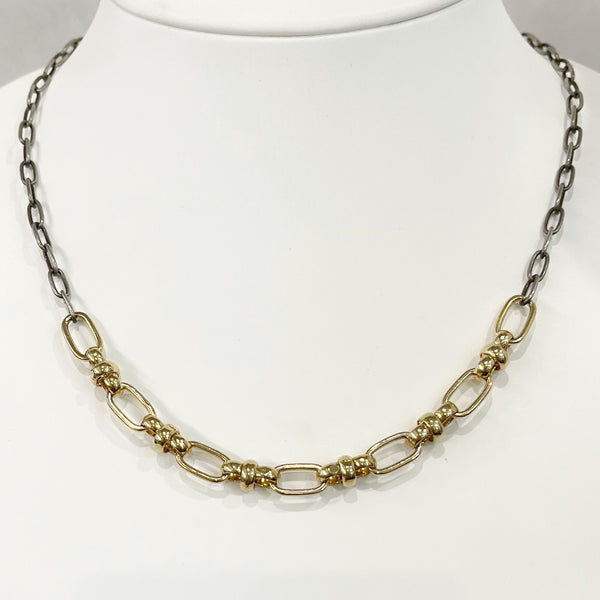 Necklace - Margie Gunmetal & Gold Chain