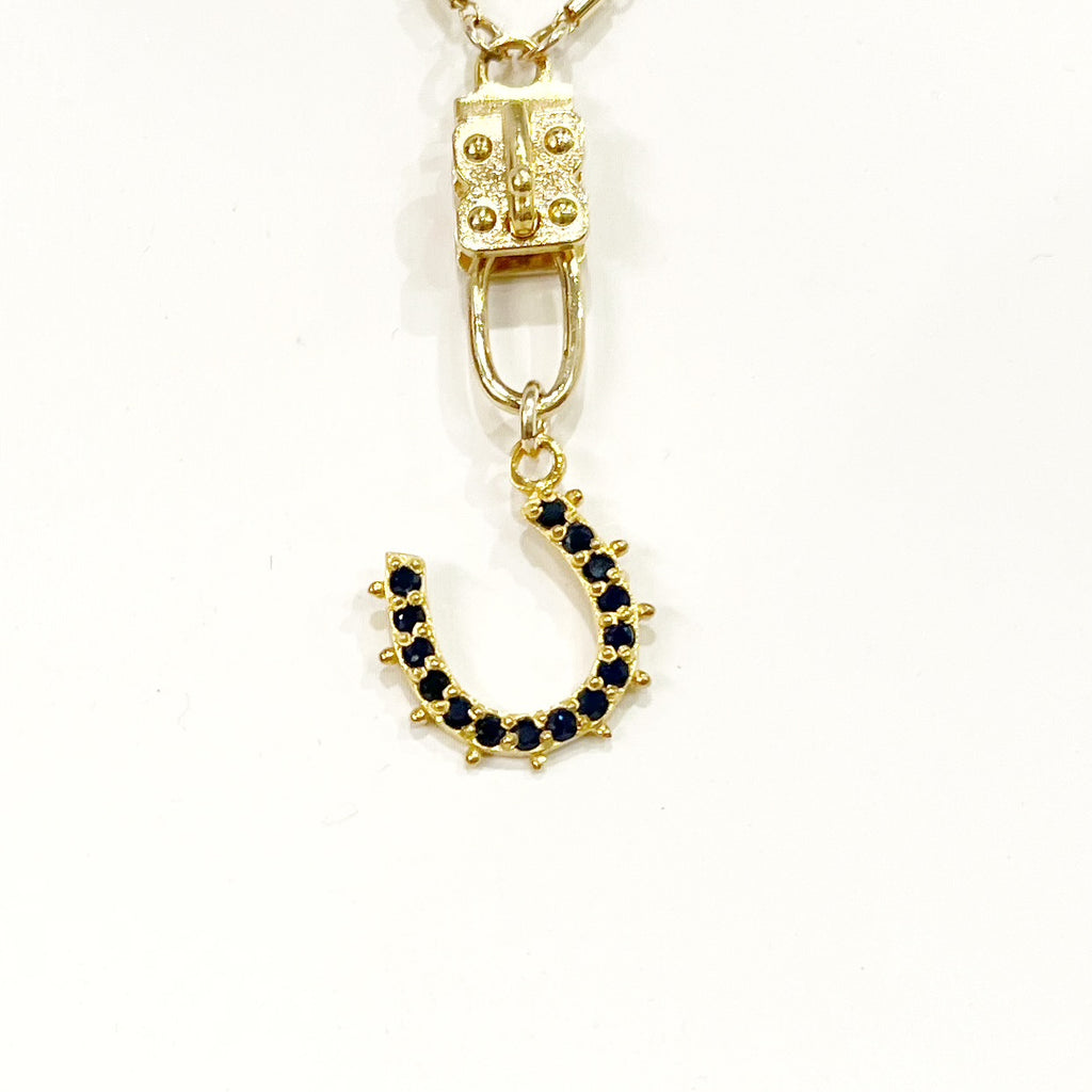 Vignette - Lucky Horseshoe in Blue Sapphires & Gold