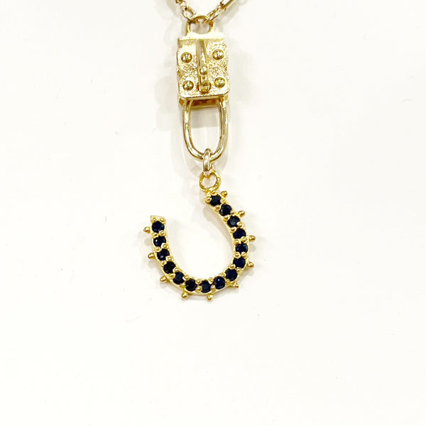 Vignette - Lucky Horseshoe in Blue Sapphires & Gold