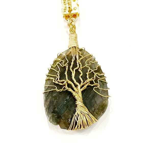 Vignette - Gold Tree of Life on Labradorite