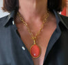 Necklace - Gloria V. Pendant in Salmon Coral