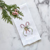 Towel - Christmas Candy Cane White Linen Towel