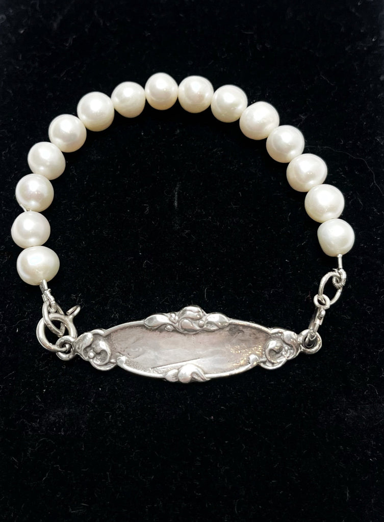 Bracelet - Baby  ID Bracelet Sterling & Freshwater Pearls