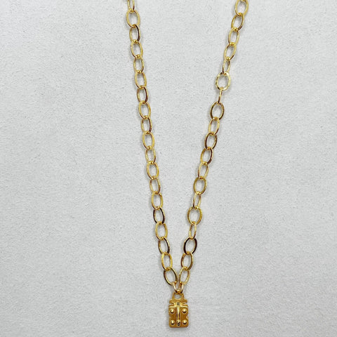 Vignette Necklace - Gold Flat Cable Chain - Various Lengths