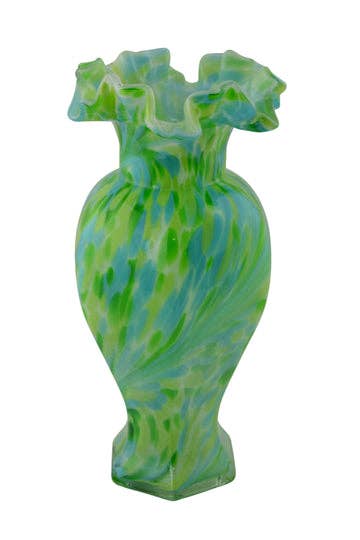 Vase - Tall Glass Vase in Bright Green & Blue