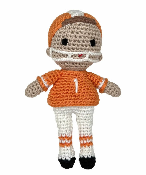 Rattle - Football Player Bamboo Crochet Rattles in 2 Colors