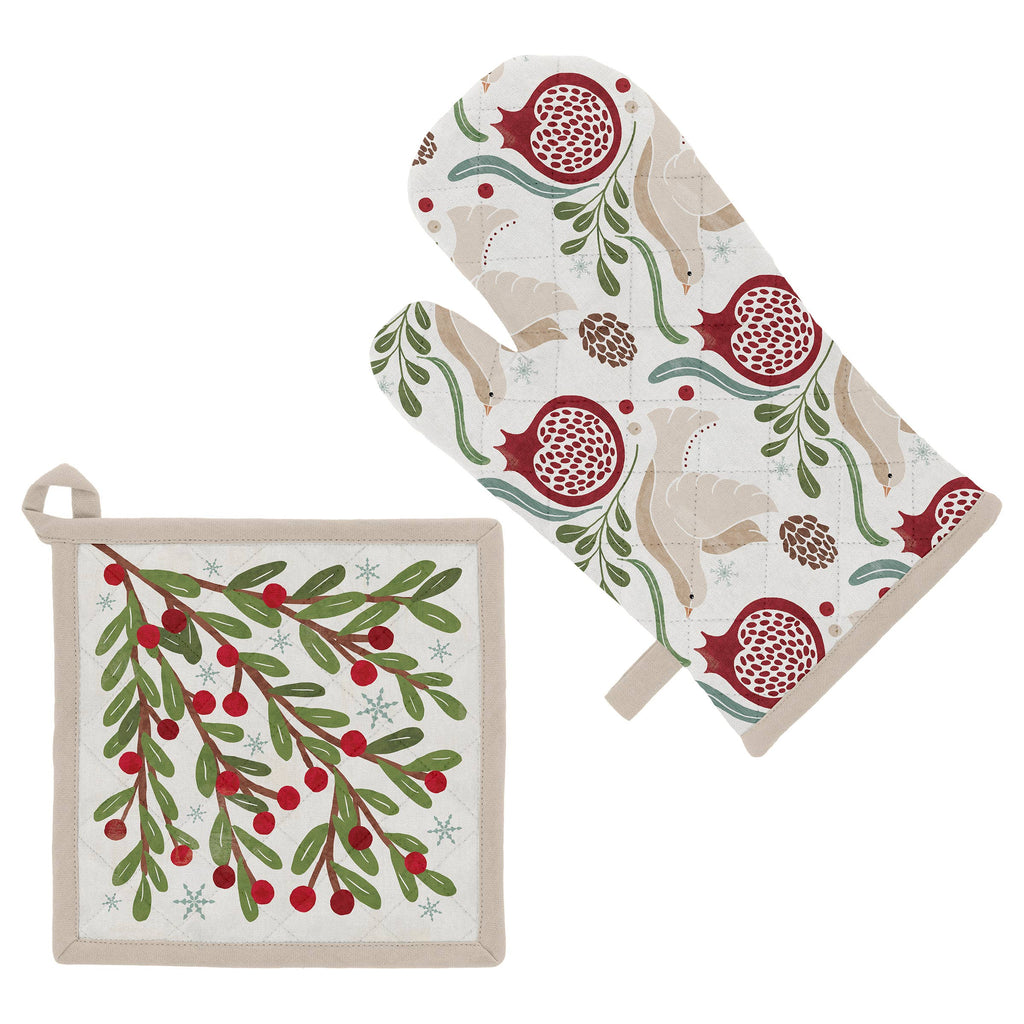 Oven Mitt & Pot Holder - Winter Berry