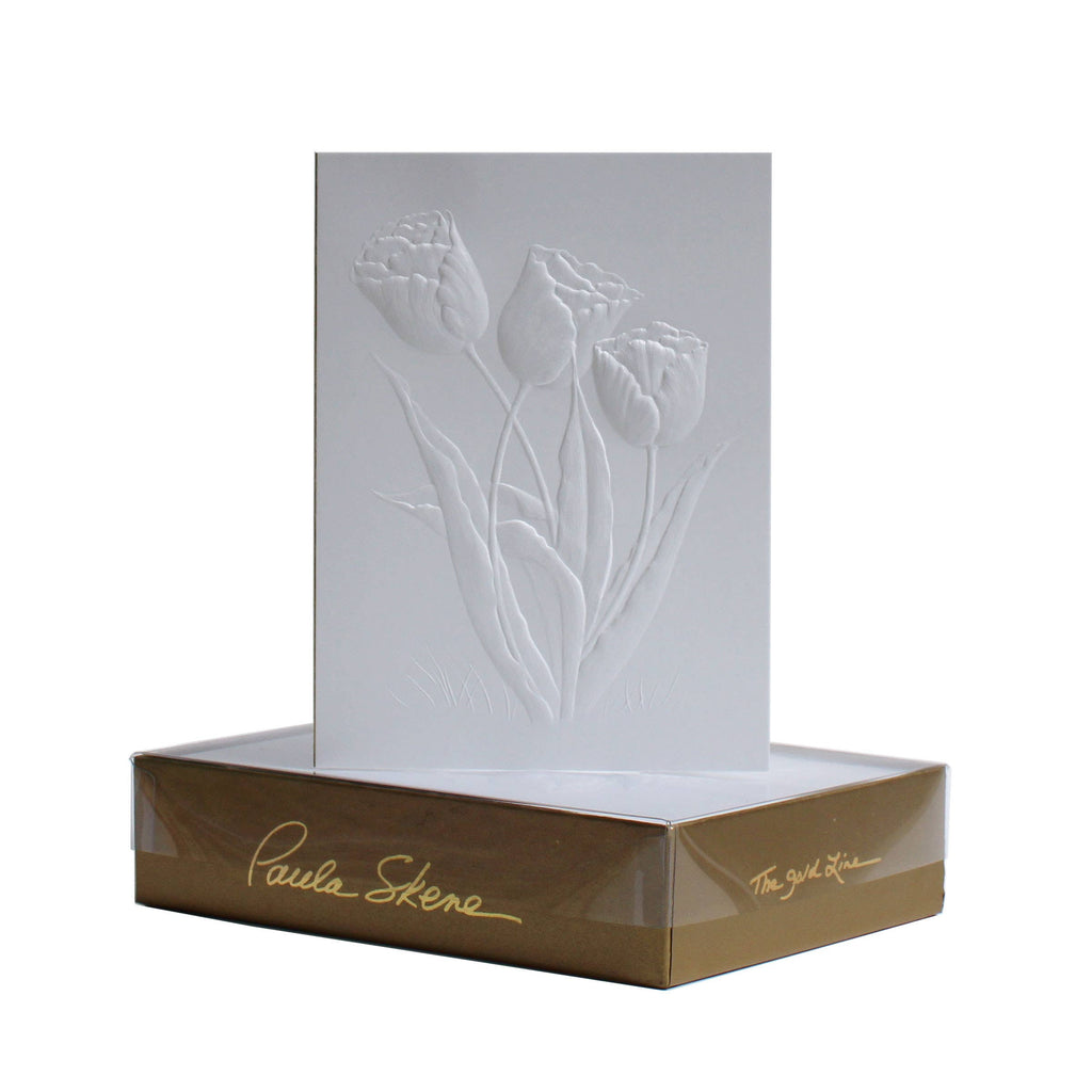 Greeting Cards - Three Tulips Blind Embossed Blank Card
