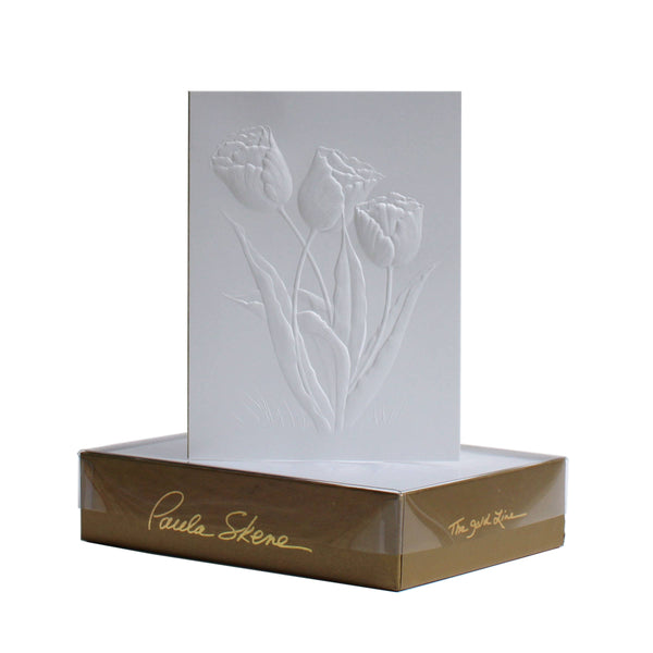 Greeting Cards - Three Tulips Blind Embossed Blank Card