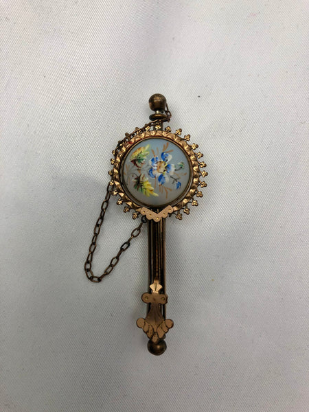 Estate Collection - Brooch - Victorian Painted Glass Pin