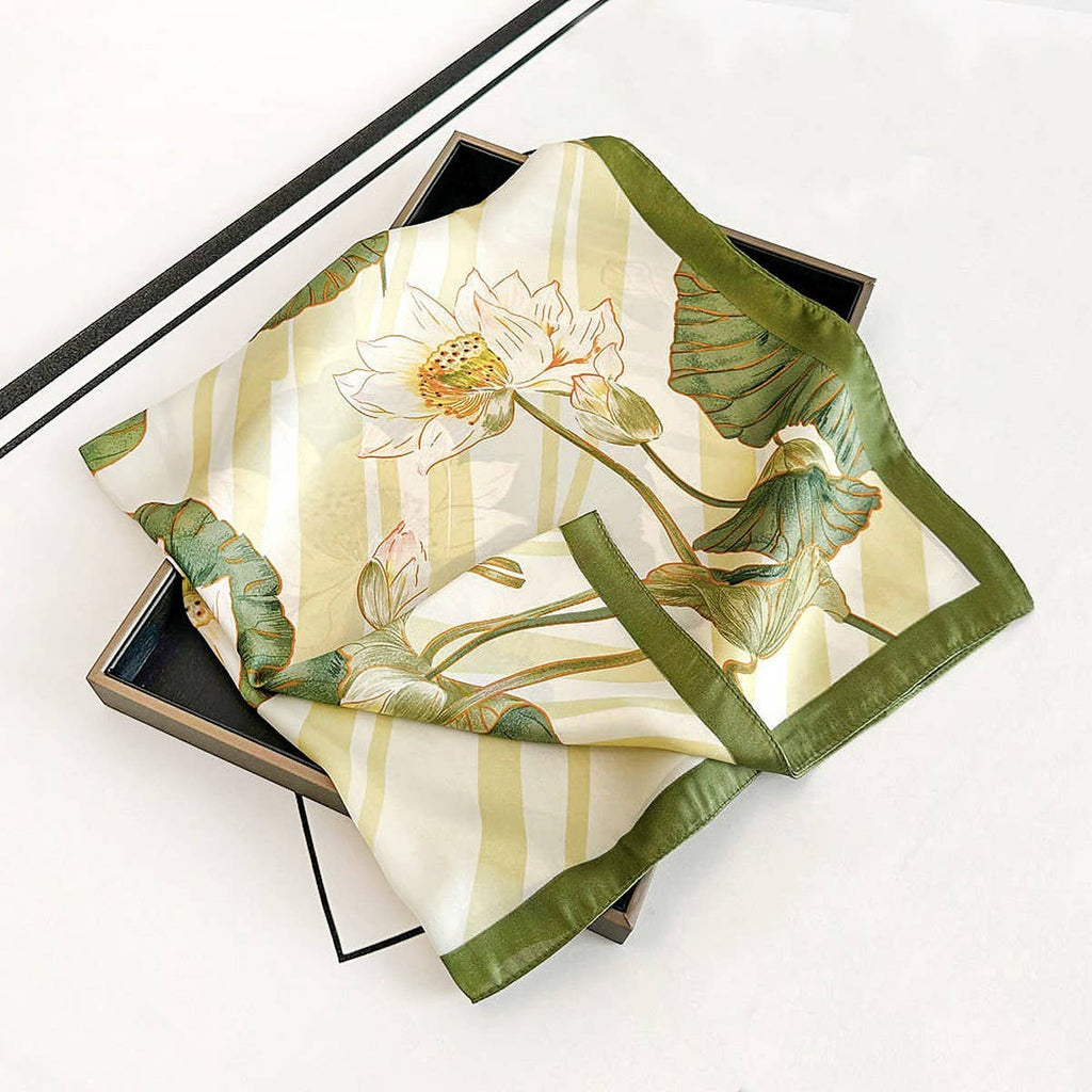 Scarf - Elegant Floral Satin Silk Scarf