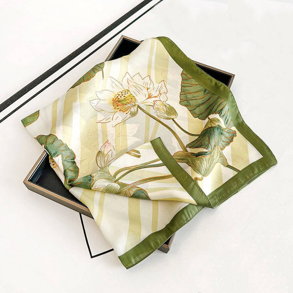 Scarf - Elegant Floral Satin Silk Scarf