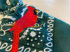 Bandana - With Embroidered Cardinal on Green
