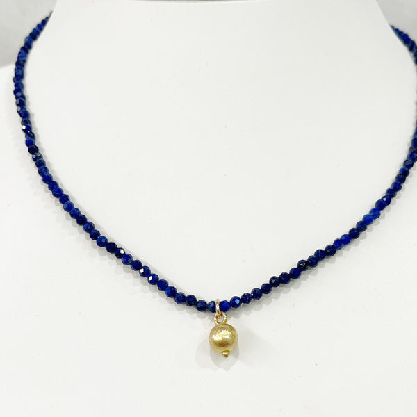 Lapis Stone Necklace w/Gold Filled Charm