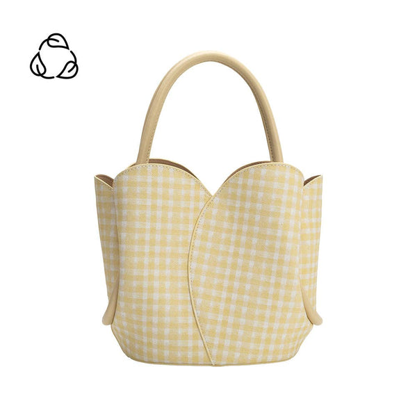 Purse - Tulip Yellow Gingham Vegan Leather Top Handle Bag
