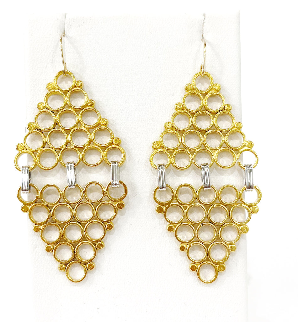 Earrings - Double Hive Pyramid in Gold