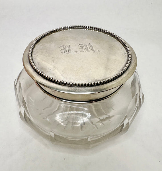 Estate Collection - Vintage Cut Glass and Silver Powder Jar