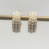 Earrings - Gold Hoops w/Three Rows of Pearls