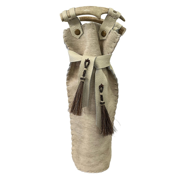 Handmade Leather Wine Bag w/Antler Handles