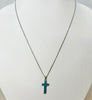 Estate Collection - Silver Blue Enamel Cross on Silver Chain