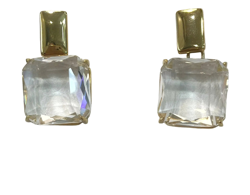 Earrings - Levinson Clear&Gold Statement Earrings