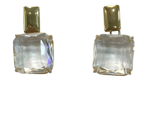 Earrings - Levinson Clear&Gold Statement Earrings