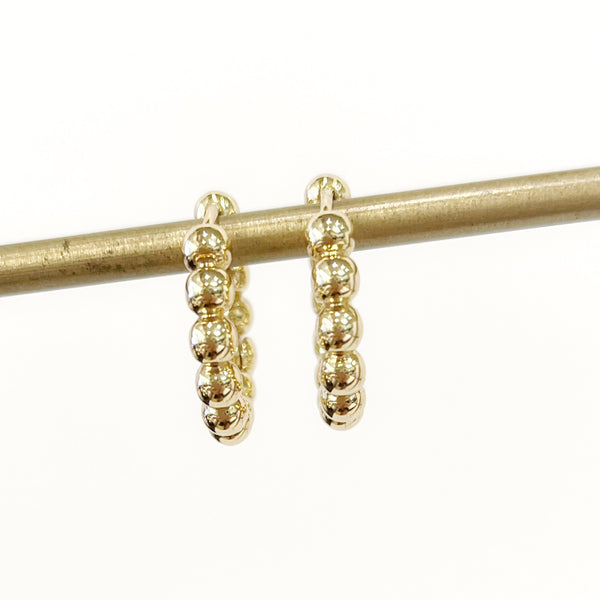 Earrings - Small 14K Gold Dipped Bead Huggie