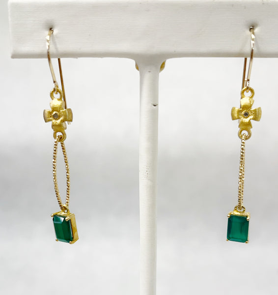 Earrings - Royal w/Green Onyx & Marquis Link
