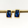Earrings - Mini Chunky Huggie w/Inlaid Blue Crystals