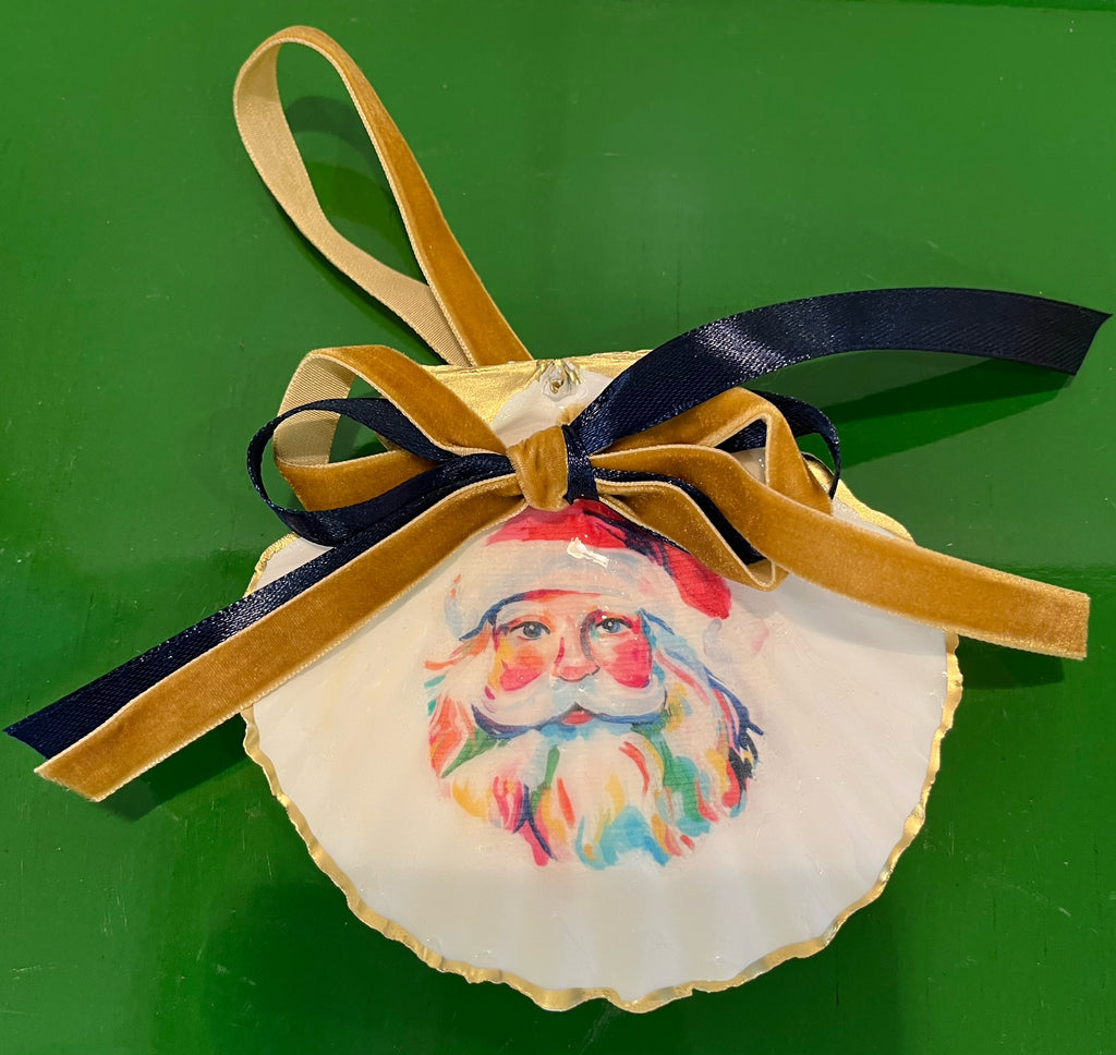 Ornaments - Santa on Scallop Shell by Fouts and Finch
