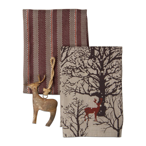 Hand Towel - Evergreen Deer Dishtowel & Christmas Ornament