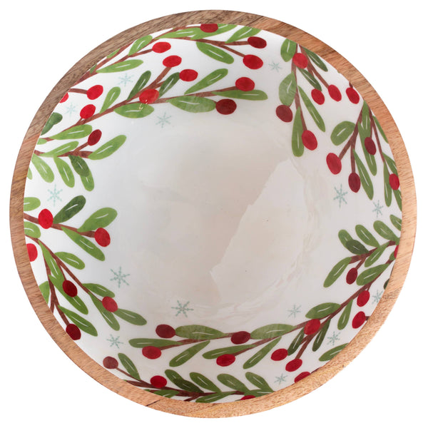Bowl - Winter Berry Holly Mango Wood Bowl