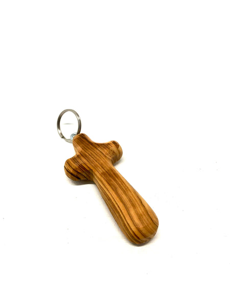 Olive Wood Cross Key Ring