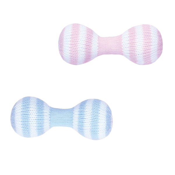 Rattle - Dumbbell Hand-Knit Rattle - 2 Colors: Pink & Blue