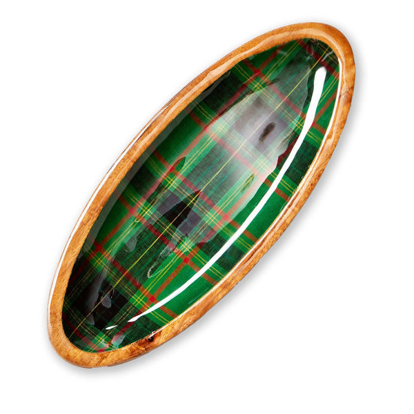 Holiday Plaid Wood & Enamel Small Platter