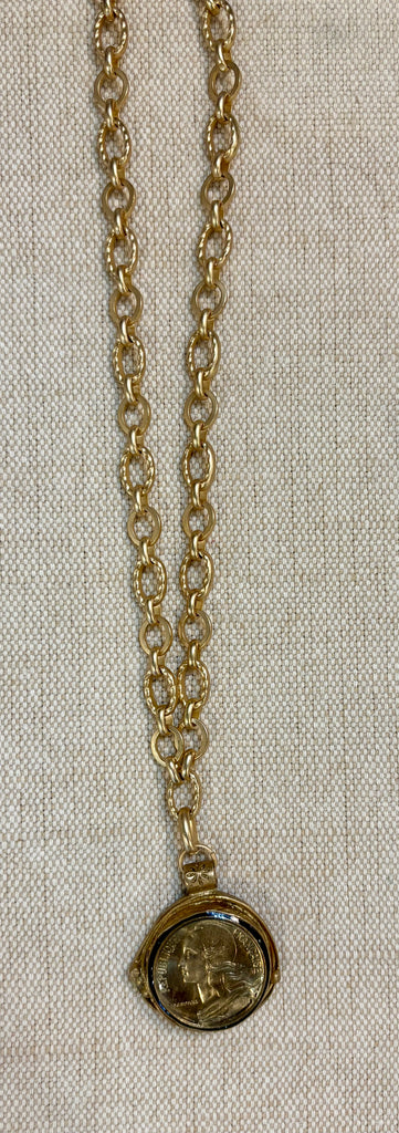 Necklace - French Marianne Centimes Coin