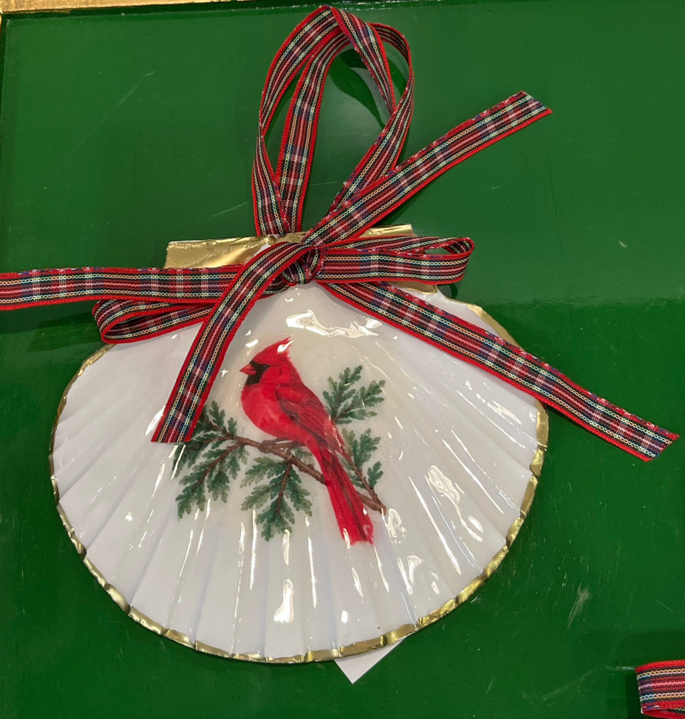 Ornaments - Christmas Cardinal on Irish Flat Shell by Fouts and Finch