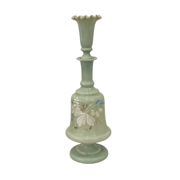 Estate Collection Bristol Glass - Green Ruffle Lidded Vase