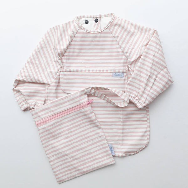 The Grayson Long Sleeve Bib - Brush Stripes - Pink or Blue