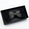 Bow Tie - Black & White Feathers w/Lapel Pin Set