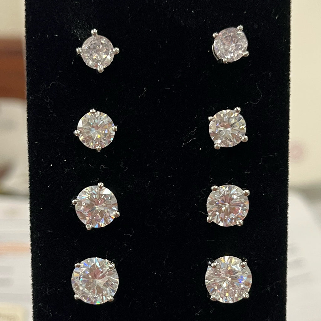 Earrings - Sterling Silver CZ Solitaire Studs