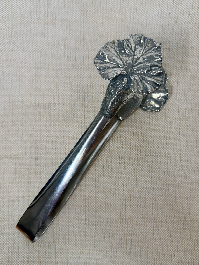 Estate Collection - Tongs Vintage Silver Tone Leaf Serving Tongs